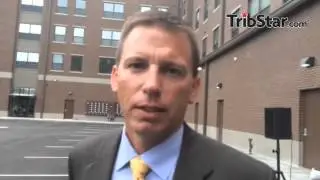Ribbon cutting for new downtown ISU housing, a partnership with Thompson Thrift. Paul Thrift comment