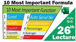 10 Most Important Function and Formulas in MS Excel 2021 Lecture 26 | Learn MS Excel Formulas Part 2