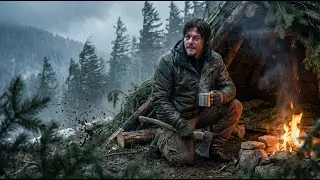 Building a Secret Winter Dugout Shelter in a Storm Cozy Cave Survival ASMR