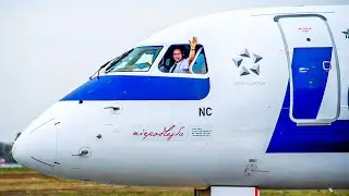 CAPTAIN WAVING! | LOT Polish Airlines Embraer ERJ-195LR | CLOSE-UP Landing at Belgrade Airport