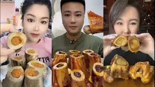 Chinese Food Mukbang Eating Show | Red beef bone marrow | Beef Bone Marrow Challenge #168 (500-502)