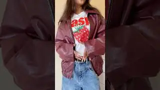 Viral Pinterest cherry red jacket 🍒😍 #youtubeshorts #leatherjacket #pinterestfinds #shorts