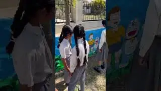 School cartoon wall art 😇😇 #subscribe #trending #viralvideo #cartoonart #cartoon #drawing