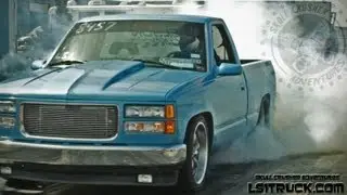 LIL BLUE: A CUSTOM Twin Turbo 408ci. Powered CHEVY SLEEPER @ Ls1truck.com shoot out 2013