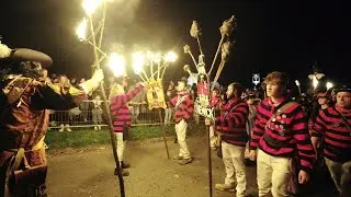 Initial shield lighting at the Newick Bonfire Society 2024 procession