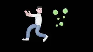 3D Cartoon Male Doctor Turntable | Stylized Medical Character Blocking Floating Viruses