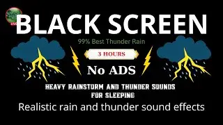 Heavy Rain and Thunder Sounds for Sleeping - Black Screen | Long Rain Thunder Noise for Rest