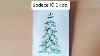Sulu boya karlı çam ağacı 