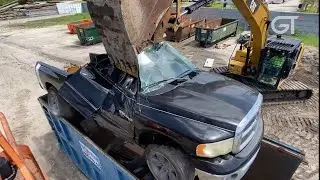 Extremely Fast Destroy Old Cars with Hydraulic Press and Excavator, Heavy Equipment Machines