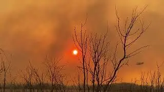 Aerial Firefighters Spray Water Over City To Extinguish Wildfire in Texas, U.S. - 1302488