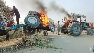 385 old model tractor full power full pulling on full sagur can loaded trolley 😱🚭🚫big loss  tractor 