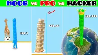 NOOB vs PRO vs HACKER in Long Neck Run 🗼 ULTRA HEIGHT my HERO!