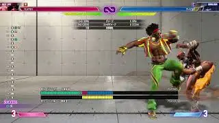 Dribble with Funky Slicer and Stand Light Kick by Dee Jay in Street Fighter 6