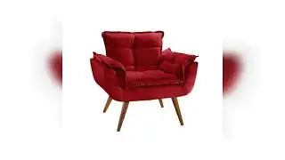 Review: Kit 2 Poltronas Decorativas Opala com Puff Redondo Vermelho - Visa Decor vermelho