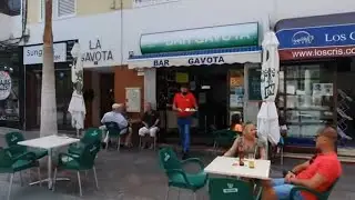 Los Cristianos Tenerife Promenade Walk up to Church Square Bar Gavota