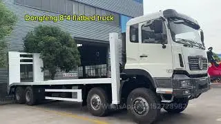 Dongfeng 8*4 flatbed truck used to transport heavy machinery,equipment,trucks etc#truckfactory