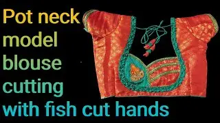 #Beautiful pot neck design cutting ||with fish cut hands||#tulip hands cutting||#MadhuDesigns