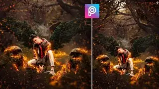 Picsart fire wings photo editing ||picsart fantasy manipulation || new concept fire wings || RJedit
