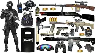 Special Forces Military Toy Gun Set Unboxing, Shotgun, M416, SCAR L, 98K AWM, Glock 18C pistol Toys