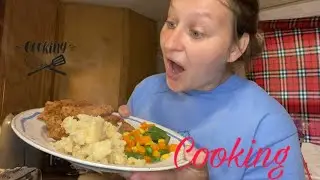 Cooking With Lacy chicken strips ￼& mashed potatoes & mixed vegetables￼!!￼