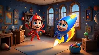 Four Toy Rockets Zoom to the Moon | Space Adventure Rhyme for Kids | Rocket Counting Song