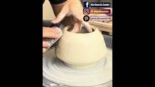 817-1. Using a custom made handle to roll a MKM BHR texture on a lidded jar