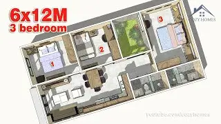 Mẫu Nhà Cấp 4 Diện Tích 6x12m - 3 Phòng Ngủ | House 6x12m | Plano De Casa 6x12m | Cozy Homes