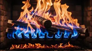 Escape & Relax &ndash; Vibrant Blue and Orange Fireplace Flames with Gentle Crackling Sounds in 4K