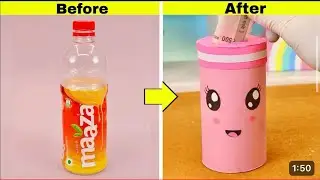 DIY Cute ☺️ Money 💴 bank With Waste bottle || Kawaii Money bank || Make Money Saving box