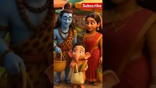 Shiva Parvati with Little Ganesha Shopping Vegetables in Market #shorts #viral #shiva #parvati #god