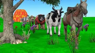 Paint & Animals Mammoth,Gorilla,Lion,Duck,Cow,Panda Fountain Crossing Transformation Animal Cartoon