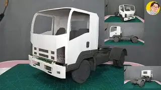 Membuat Miniatur Truk Isuzu Giga Tractor Head dari Kardus Bekas