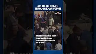 Aid Truck Drives Through Khan Younis Market Following Israeli Hostage Release in Gaza | #shorts