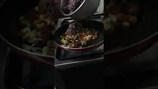 Fried rice ( black & white rice) with mix vegetables & dice pork sweet ham recipe#@jeck_channel4237 