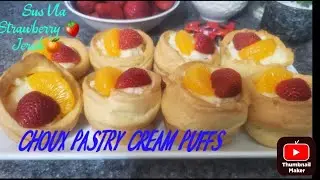 Choux Pastry Cream Puffs (Kue Sus vla Strawberry 🍓 dan Jeruk 🍊)