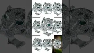 E.H. Collection 14K White Gold Diamond and Emerald Panther Ring 12125