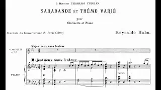 Reynaldo Hahn - Sarabande et th&egrave;me vari&eacute; for clarinet and piano (with score)