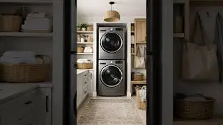 Calm, clean & organized laundry room inspo. Would you relax here? #LaundryRoom#Shorts #CleanHome