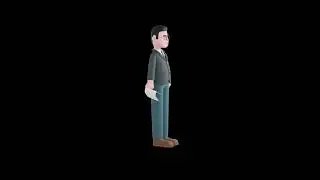 Stylized 3D Cartoon Male Teacher Character Turntable | Smiling with Notebook