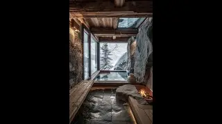 Zen Fireplace Ambience with Snowy Winter Forest & Indoor Jacuzzi | Relaxing Fire Sounds