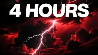 ⚡ Red Thunderstorm with Flashing Lightning  4 Hours Dark Sky Ambient Video for Sleep, Relax & Focus