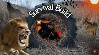 Survival Build: Transforming TRASH TIRES into a Cozy Wilderness Home #WildernessSurvival