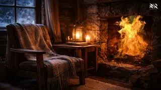 Winter Fireplace Ambience for Sleep & Focus | Crackling Fire Sounds in a Cozy Cabin (No Music)