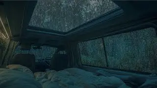 10 Hours⚡️Sleeping in a Camper Van with Gentle Forest Rain