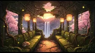 Lantern Glow 🕯️ Cozy Train View with Sleeping Cat | Nostalgic Japan Lofi