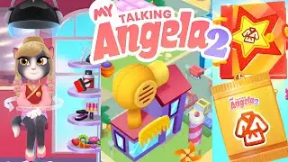 My Talking Angela 2 Summer update New Mini-game Hair Salon & Stickers Album Complete Gameplay