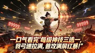 一口气看完《每级神技三选一，我弓速拉满，普攻满屏红暴！》1-237 全民转职，苏牧转职普通弓箭手，却觉醒肉鸽天赋。每级神技三选一！自此为“全是神技怎么选”而发愁。拉满攻速，满屏红暴99999！