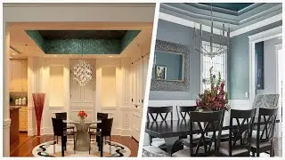 75 Dark Wood Floor And Tray Ceiling Dining Room Design Ideas You'll Love 🪴