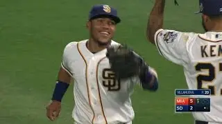 MIA@SD: Amarista chases down a ball in shallow right
