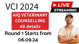 VCI 2024 | Veterinary All India Quota Counselling 2024 Round 1 #live